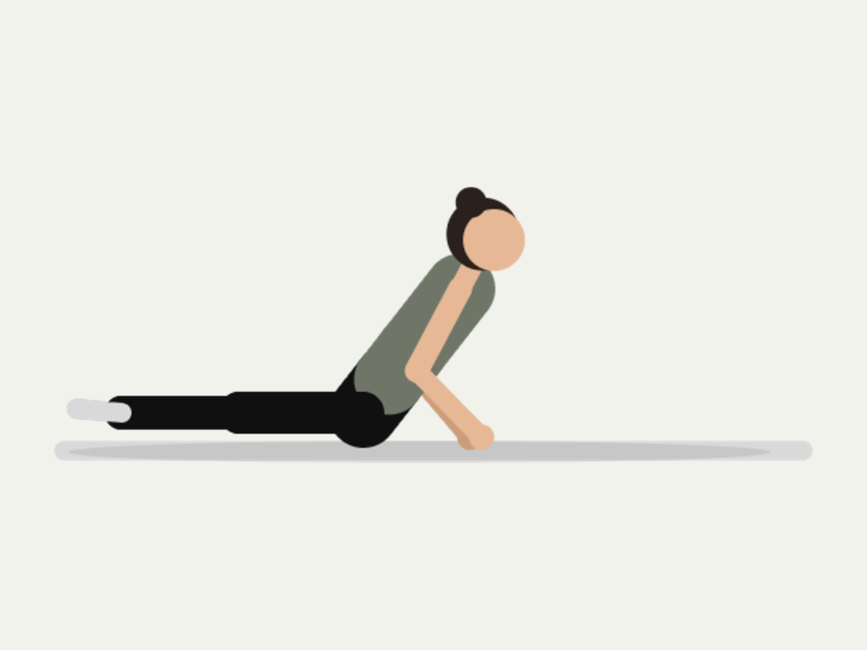 Illustration : posture du cobra, allongé sur le ventre, buste relevé