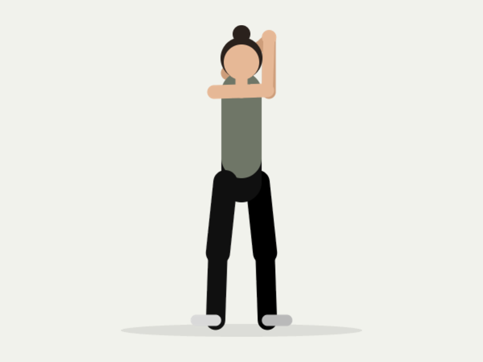 Illustration : étirement du triceps, main derrière la tête