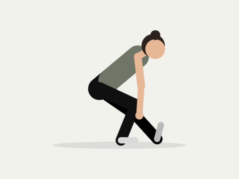 Illustration : étirement des ischio-jambiers, jambe tendue devant, buste incliné