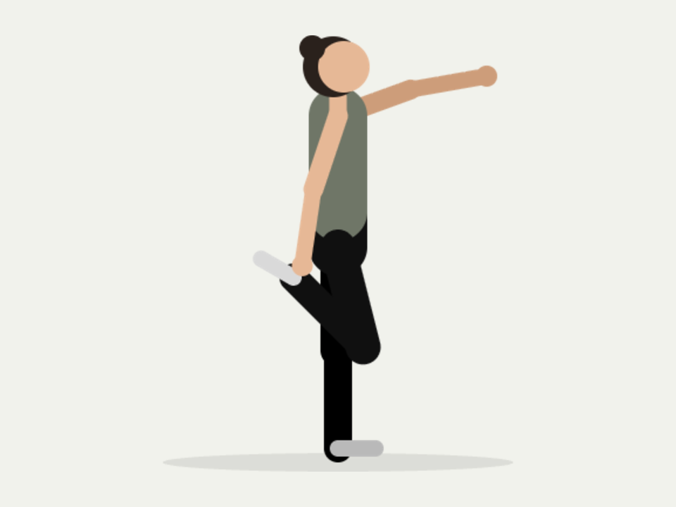 Illustration : étirement du quadriceps, pied tenu derrière soi