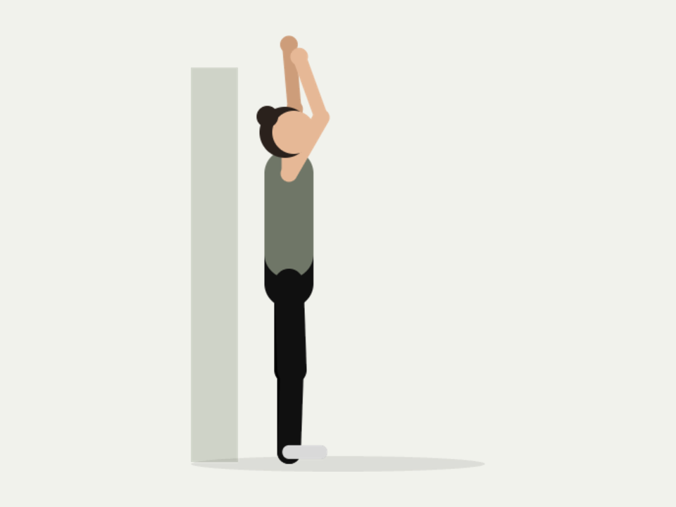 Illustration : glissé des bras le long d'un mur, dos contre le mur