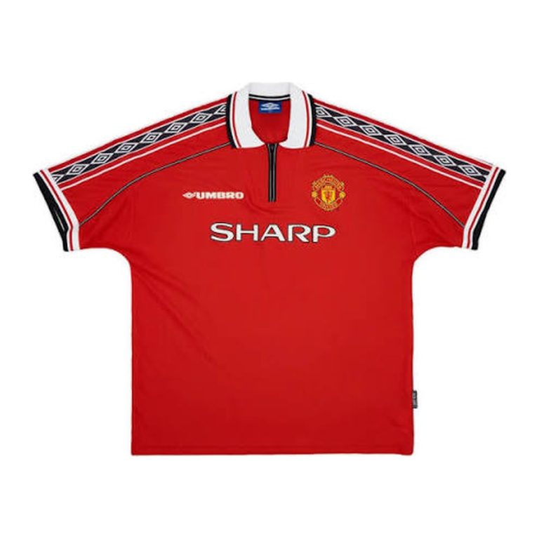Maillot rétro Manchester United domicile 1998-1999, vue de face