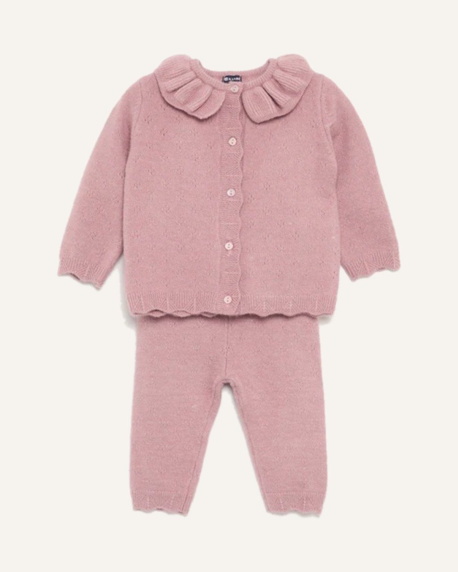 Ensemble bébé en maille rose