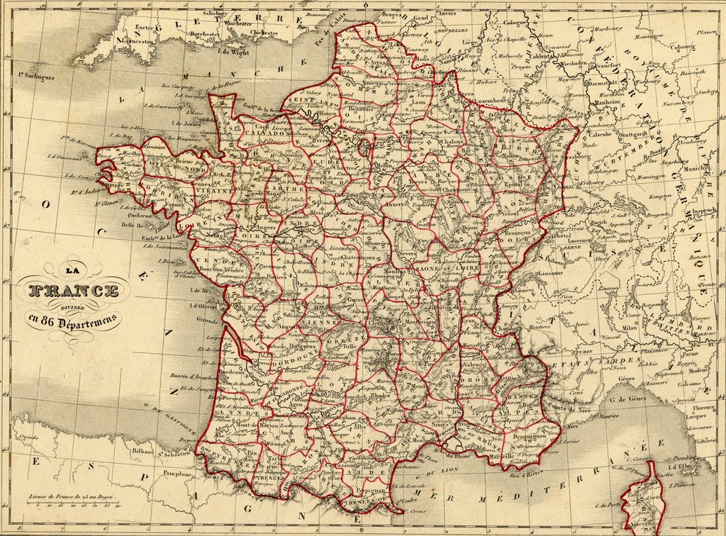 carte france vuillemin 1843