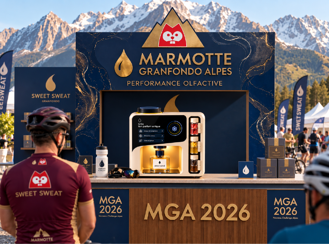 Stand sweet sweat à la Marmotte Granfondo Alpes avec la machine LIN