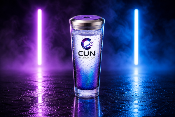 Gobelet scintillant sous néons violets et bleus Verre standard CUN